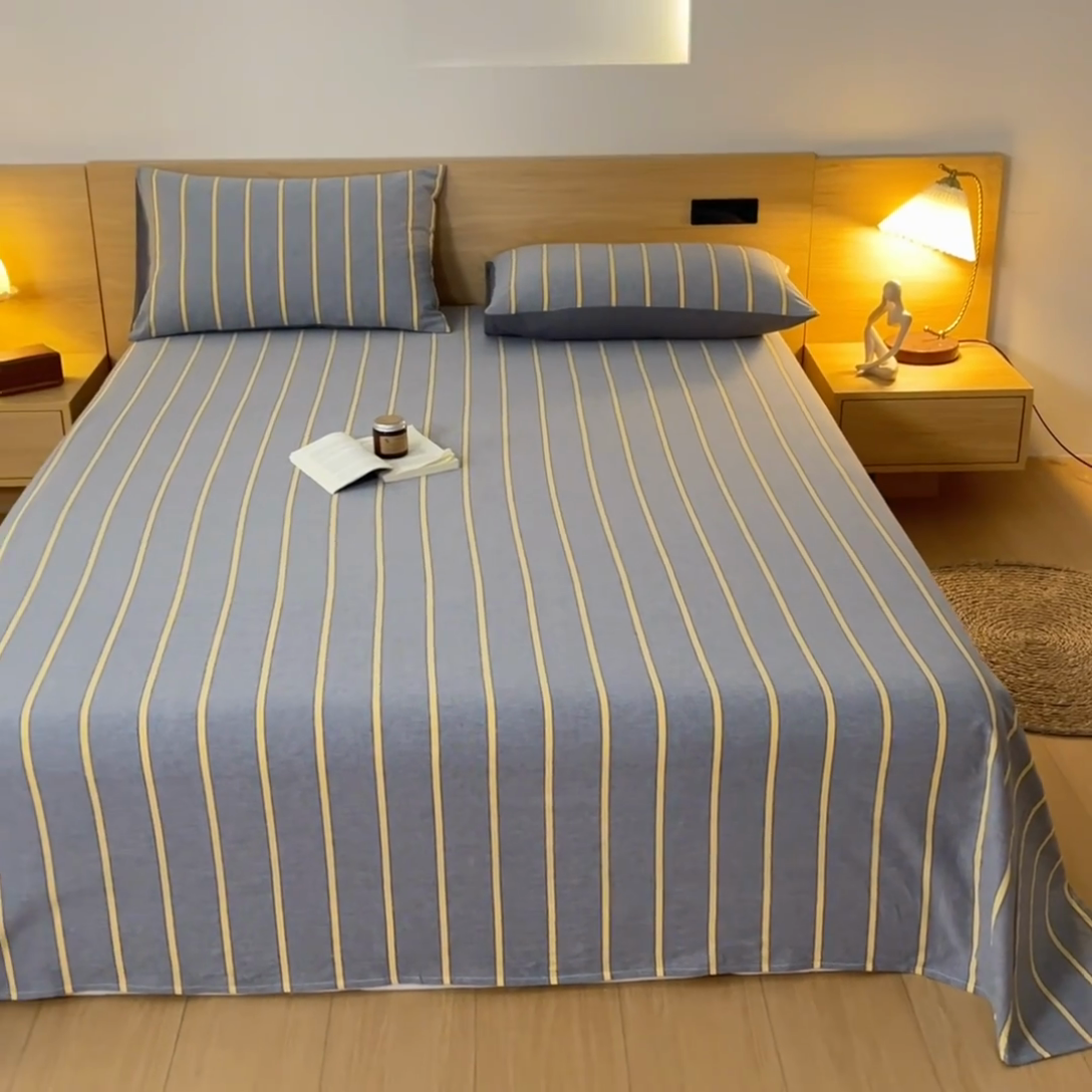 91家纺网 家纺一手货源 找家纺 （总）ab家纺 2025新款简约色织水洗棉床单