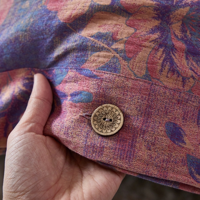 91家纺网 家纺一手货源 找家纺 鲁爱 2025新款全棉色织双层纱纽扣款四件套 满庭芳