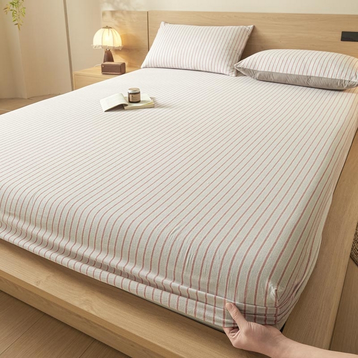 91家纺网 家纺一手货源 找家纺 ab家纺 2025新款简约色织水洗棉床笠 西海岸