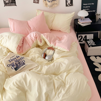 91家纺网 家纺一手货源 找家纺 （总）优承佳生活馆 2025新款ins风纯色水洗m四件套