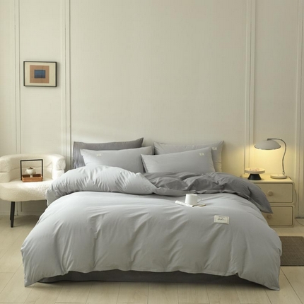 ab家纺 2025新款色织全棉40支水洗棉四件套--双拼第二组 浅灰深灰
