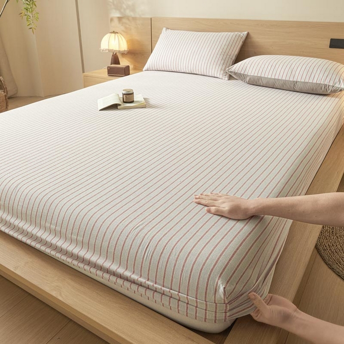 91家纺网 家纺一手货源 找家纺 ab家纺 2025新款简约色织水洗棉床笠 西海岸