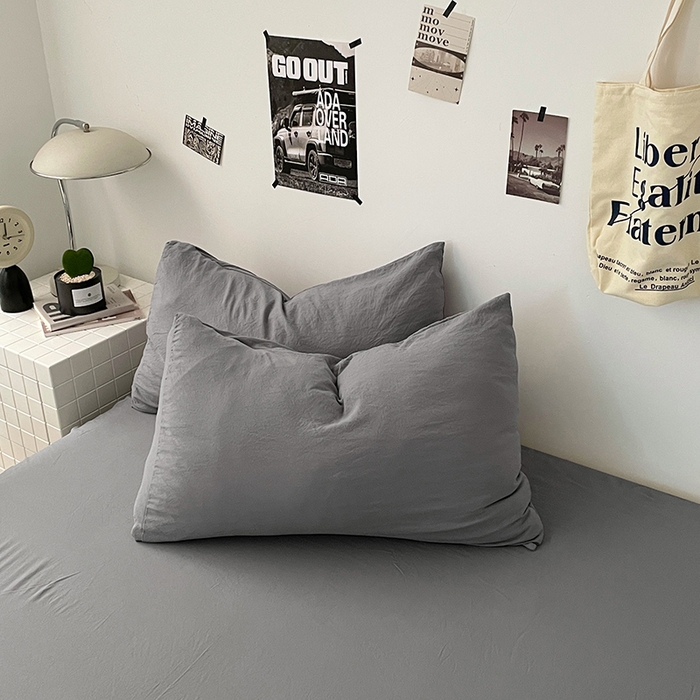 91家纺网 家纺一手货源 找家纺 优承佳生活馆 2025新款ins风纯色水洗m四件套 流光灰