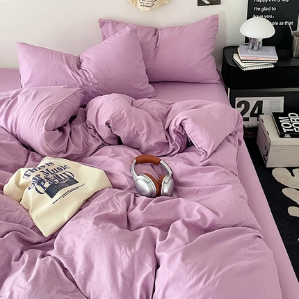 91家纺网 家纺一手货源 找家纺 （总）优承佳生活馆 2025新款ins风纯色水洗m四件套