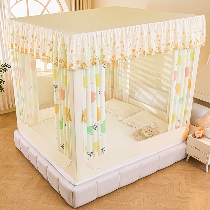 91家纺网 家纺一手货源 找家纺 艾晶美家纺有限公司 2025新款坐式刺绣床帘蚊帐 多彩心