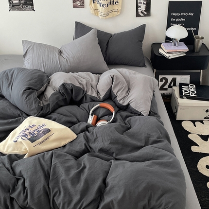 91家纺网 家纺一手货源 找家纺 （总）优承佳生活馆 2025新款ins风纯色水洗m四件套