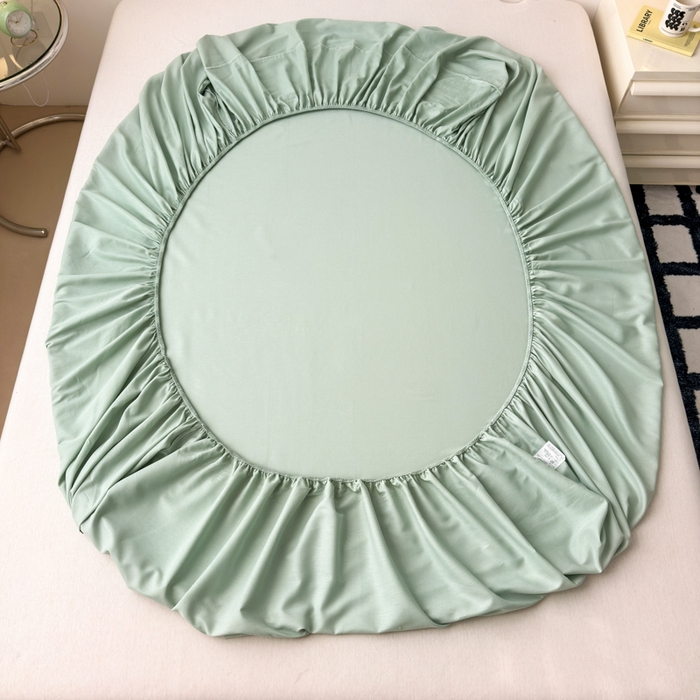 91家纺网 家纺一手货源 找家纺 曼之夏 2025新款全棉纯色单床笠系列 浅绿