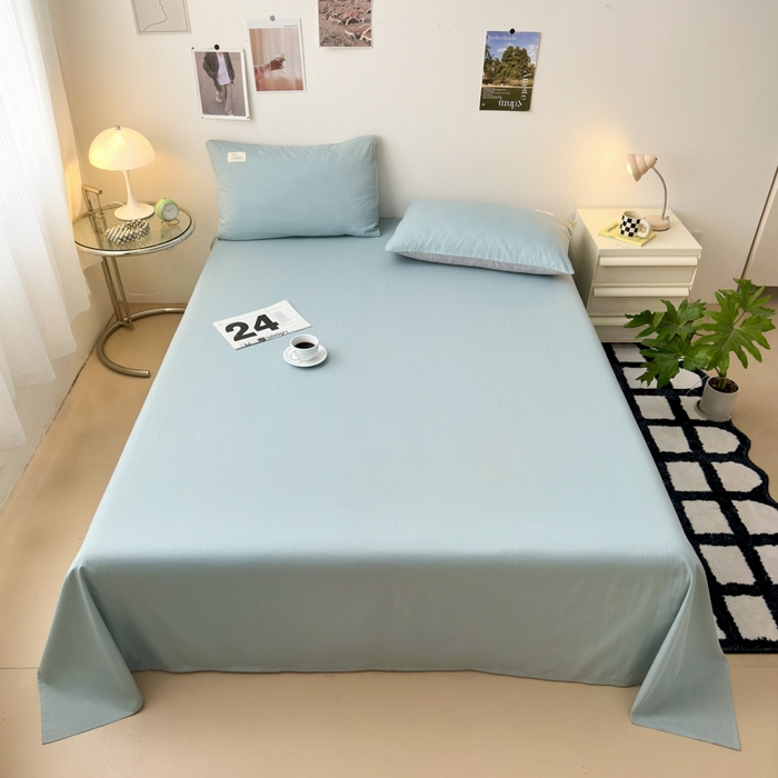 91家纺网 家纺一手货源 找家纺 曼之夏  2025新款全棉纯色单床单系列 水兰