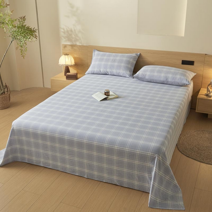 91家纺网 家纺一手货源 找家纺 ab家纺 2025新款简约色织水洗棉床单 希格文-灰