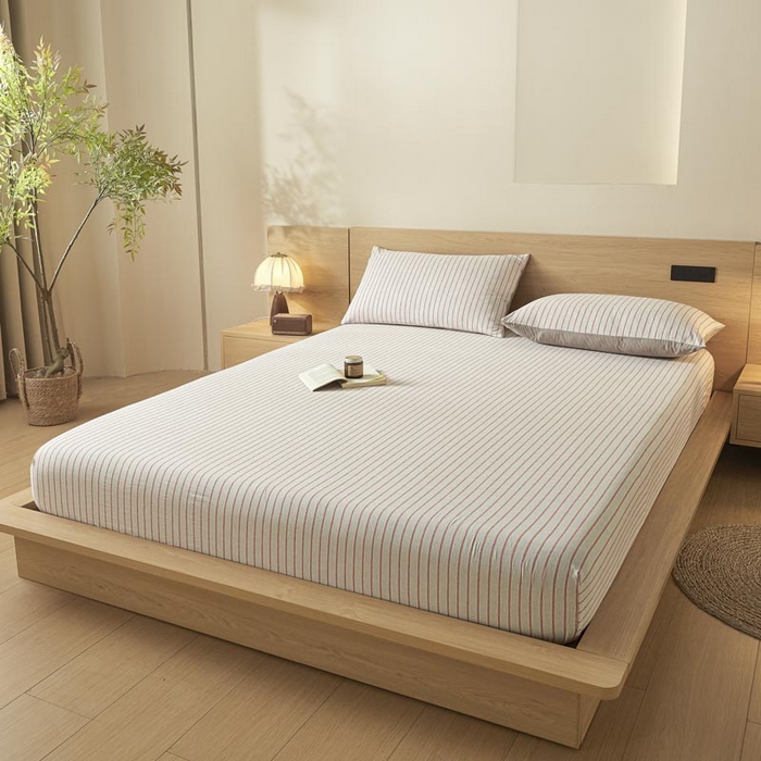 91家纺网 家纺一手货源 找家纺 ab家纺 2025新款简约色织水洗棉床笠 西海岸