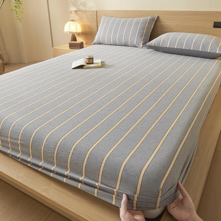 ab家纺 2025新款简约色织水洗棉床笠 弗兰西-灰