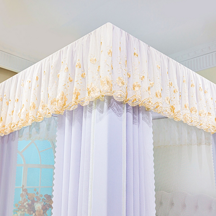 91家纺网 家纺一手货源 找家纺 艾晶美家纺有限公司 2025新款坐式刺绣床帘蚊帐 梦雅灰