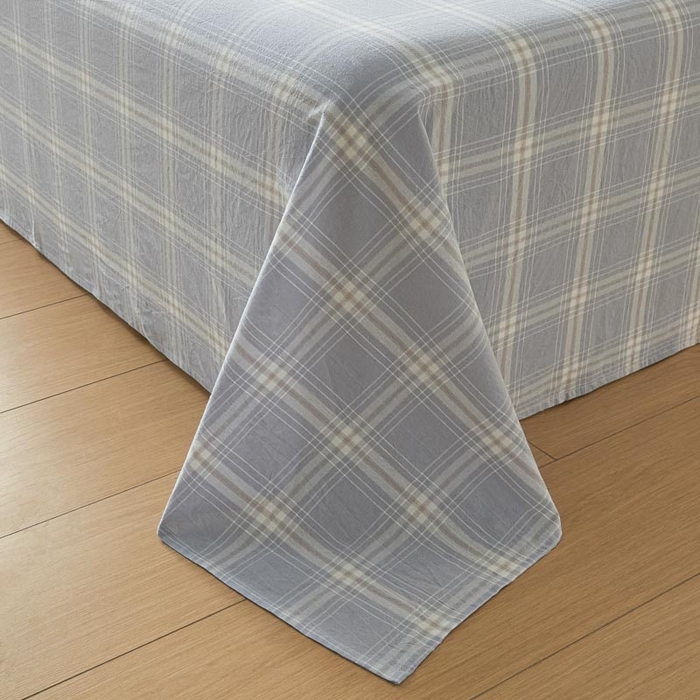 91家纺网 家纺一手货源 找家纺 ab家纺 2025新款简约色织水洗棉床单 希格文-灰