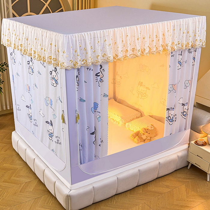 91家纺网 家纺一手货源 找家纺 艾晶美家纺有限公司 2025新款坐式刺绣床帘蚊帐 旅行狗