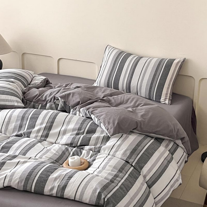 91家纺网 家纺一手货源 找家纺 （总）ab家纺 2024新款色织全棉40支水洗棉条纹四件套 