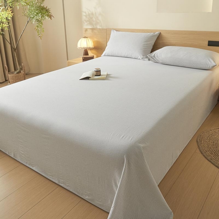 91家纺网 家纺一手货源 找家纺 ab家纺 2025新款简约色织水洗棉床单 可颂-灰