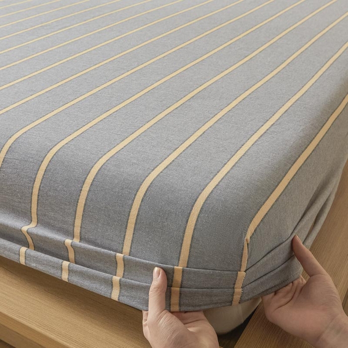 91家纺网 家纺一手货源 找家纺 （总）ab家纺 2025新款简约色织水洗棉床笠