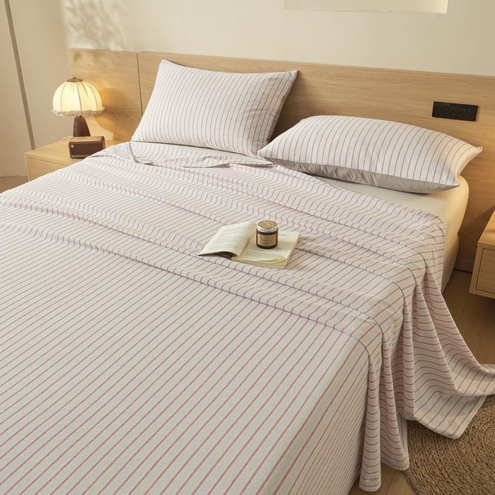 91家纺网 家纺一手货源 找家纺 ab家纺 2025新款简约色织水洗棉床单 西海岸-灰