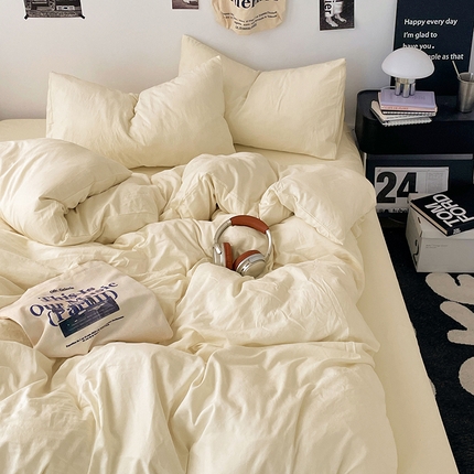 91家纺网 家纺一手货源 找家纺 （总）优承佳生活馆 2025新款ins风纯色水洗m四件套