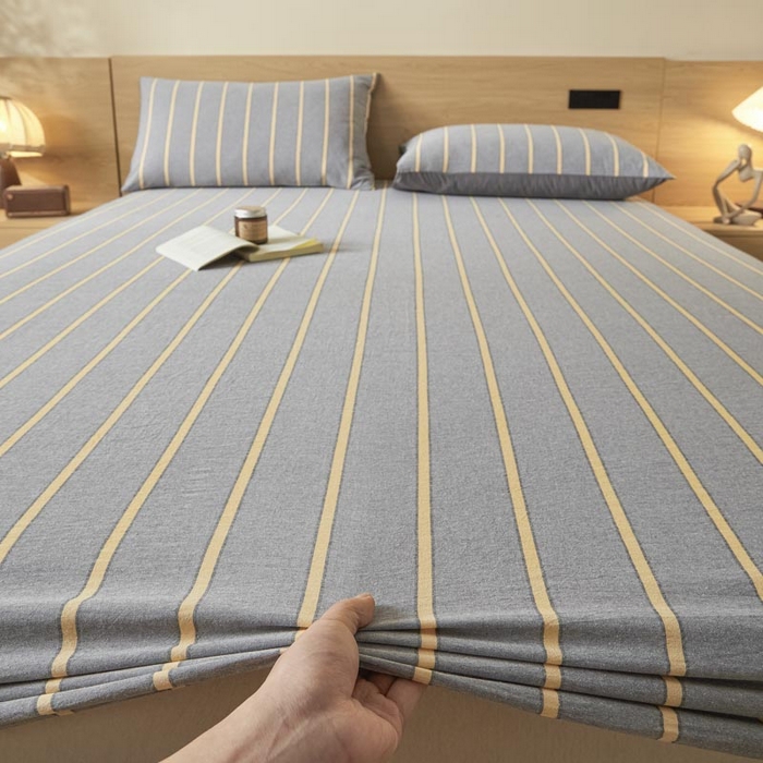 91家纺网 家纺一手货源 找家纺 （总）ab家纺 2025新款简约色织水洗棉床笠