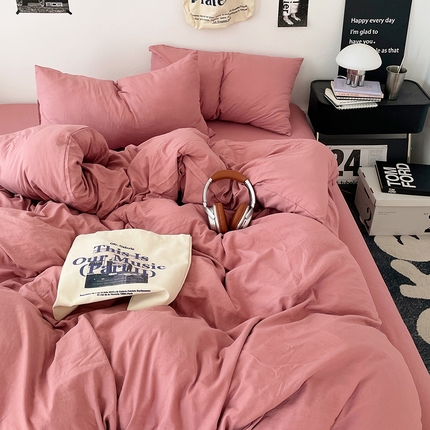 91家纺网 家纺一手货源 找家纺 （总）优承佳生活馆 2025新款ins风纯色水洗m四件套