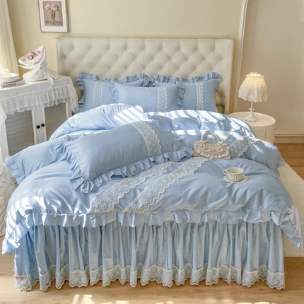 91家纺网 家纺一手货源 找家纺 （总）恋尚 2025新款60贡缎长绒棉床笠裙款四件套-赫朵