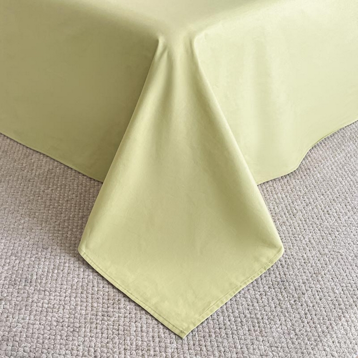 91家纺网 家纺一手货源 找家纺 ab家纺 2025新款纯色水洗棉笑脸双拼绣花四件套 笑脸  杏黄橄榄绿