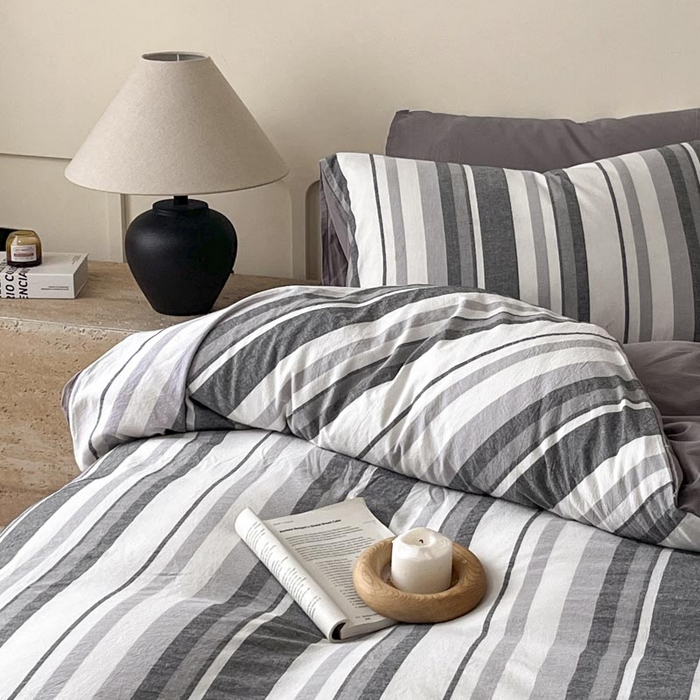 91家纺网 家纺一手货源 找家纺 （总）ab家纺 2024新款色织全棉40支水洗棉条纹四件套 