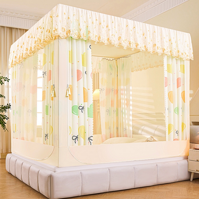 91家纺网 家纺一手货源 找家纺 艾晶美家纺有限公司 2025新款坐式刺绣床帘蚊帐 多彩心