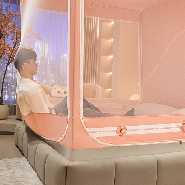 91家纺网 家纺一手货源 找家纺 艾晶美家纺有限公司 2025新款夹棉保暖坐式床帘蚊帐 夹棉款山茶花