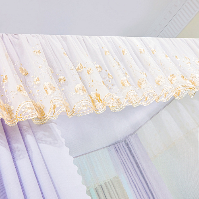 91家纺网 家纺一手货源 找家纺 艾晶美家纺有限公司 2025新款坐式刺绣床帘蚊帐 梦雅灰