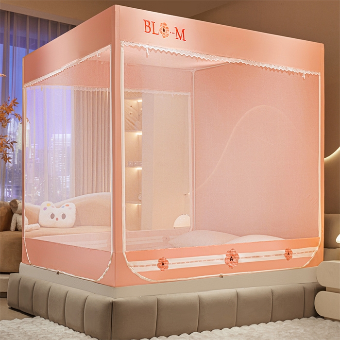 91家纺网 家纺一手货源 找家纺 艾晶美家纺有限公司 2025新款夹棉保暖坐式床帘蚊帐 夹棉款山茶花