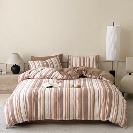 91家纺网 家纺一手货源 找家纺 （总）ab家纺 2024新款色织全棉40支水洗棉条纹四件套 