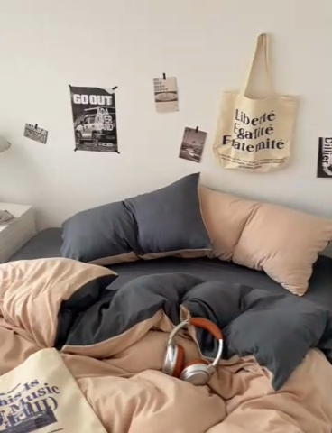 91家纺网 家纺一手货源 找家纺 优承佳生活馆 2025新款ins风纯色水洗m四件套 卡其深灰