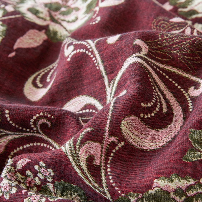 91家纺网 家纺一手货源 找家纺 鲁爱 2025新款全棉色织双层纱纽扣款四件套 陌上花开-安可拉红