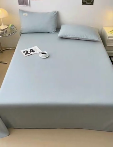 91家纺网 家纺一手货源 找家纺 曼之夏  2025新款全棉纯色单床单系列 水兰