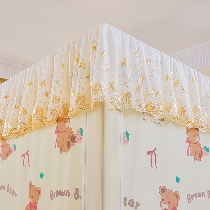 91家纺网 家纺一手货源 找家纺 艾晶美家纺有限公司 2025新款坐式刺绣床帘蚊帐 布丁熊