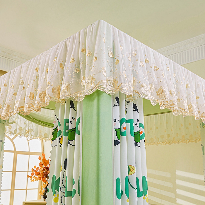 91家纺网 家纺一手货源 找家纺 艾晶美家纺有限公司 2025新款坐式刺绣床帘蚊帐 奶茶狗