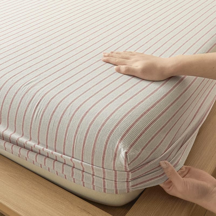 91家纺网 家纺一手货源 找家纺 ab家纺 2025新款简约色织水洗棉床笠 西海岸