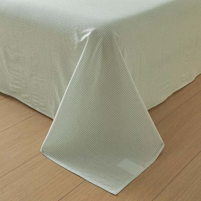 91家纺网 家纺一手货源 找家纺 ab家纺 2025新款简约色织水洗棉床单 可颂-蓝