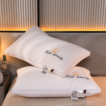 91家纺网 家纺一手货源 找家纺 浩宇家纺 2025新款60支长绒棉枕芯刺绣枕头芯家用舒适护颈安睡枕 棉朵