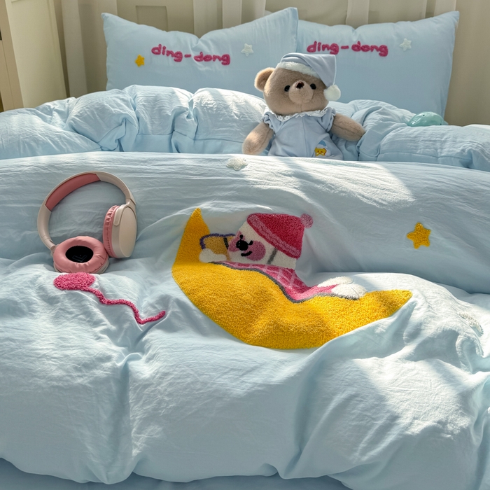 91家纺网 家纺一手货源 找家纺 韩巢家纺 2025新款大版水洗棉毛巾绣被套四件套（提供卖家秀） 晚安