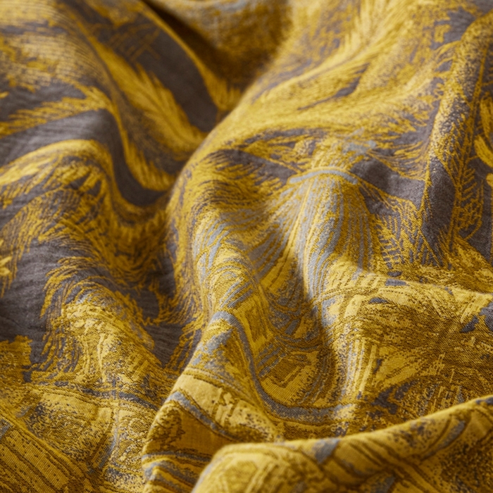 91家纺网 家纺一手货源 找家纺 鲁爱 2025新款全棉色织双层纱纽扣款四件套 玉树琼林-灰黄