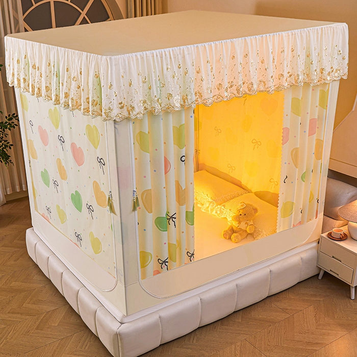 91家纺网 家纺一手货源 找家纺 艾晶美家纺有限公司 2025新款坐式刺绣床帘蚊帐 多彩心