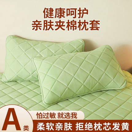 福来临家纺 2025新款A类亲肤夹棉枕套-格调 格调-薄荷绿