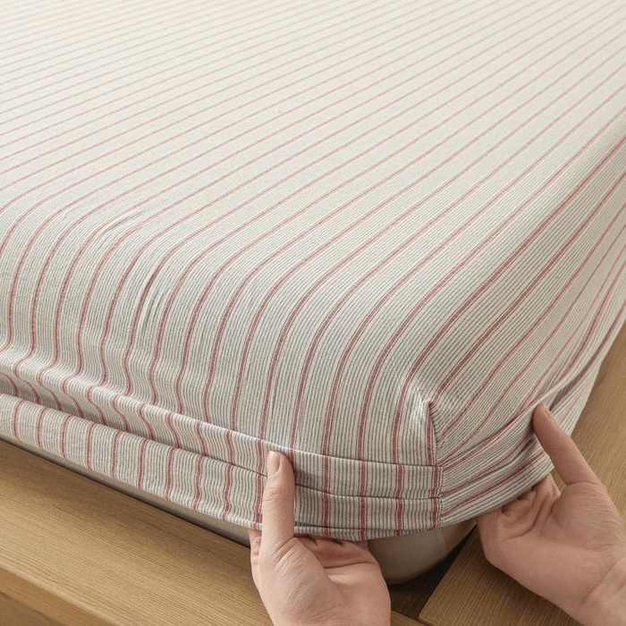 91家纺网 家纺一手货源 找家纺 ab家纺 2025新款简约色织水洗棉床笠 西海岸