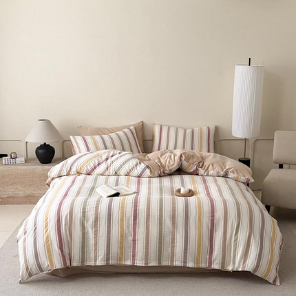 91家纺网 家纺一手货源 找家纺 （总）ab家纺 2024新款色织全棉40支水洗棉条纹四件套 