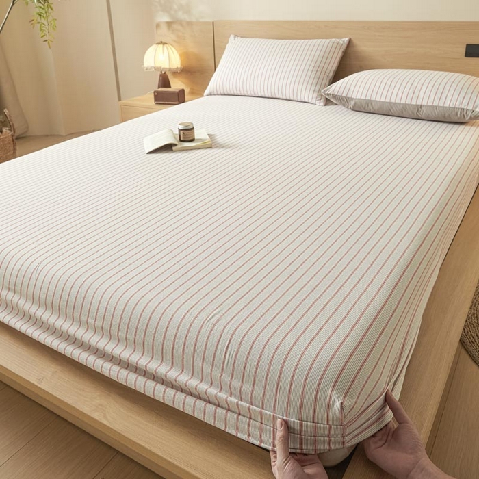 91家纺网 家纺一手货源 找家纺 ab家纺 2025新款简约色织水洗棉床笠 西海岸