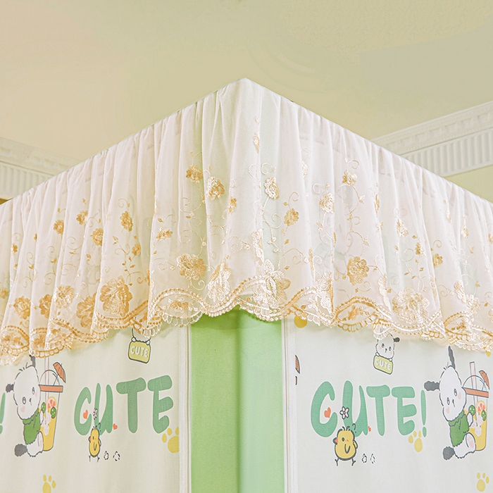 91家纺网 家纺一手货源 找家纺 艾晶美家纺有限公司 2025新款坐式刺绣床帘蚊帐 奶茶狗