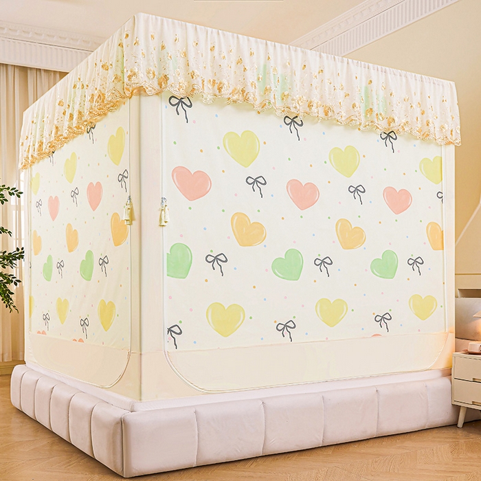 91家纺网 家纺一手货源 找家纺 艾晶美家纺有限公司 2025新款坐式刺绣床帘蚊帐 多彩心